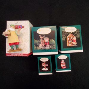 Hallmark 6 Exclusive Collector Club Ornaments - Santa, Rodney Reindeer, Fishing